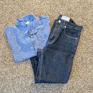 Everlane Bundle - Women's Silk Shirt and Dark Wash Jeans